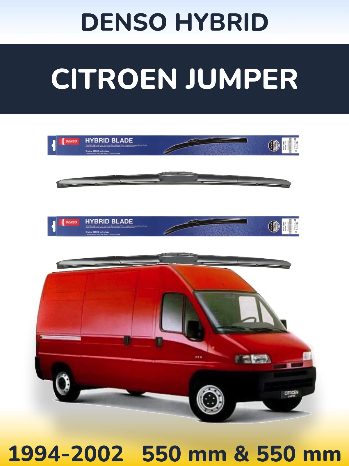 Front wiper blade set Denso Hybrid 550 & 550 мм for Citroen Jumper 1994-2002