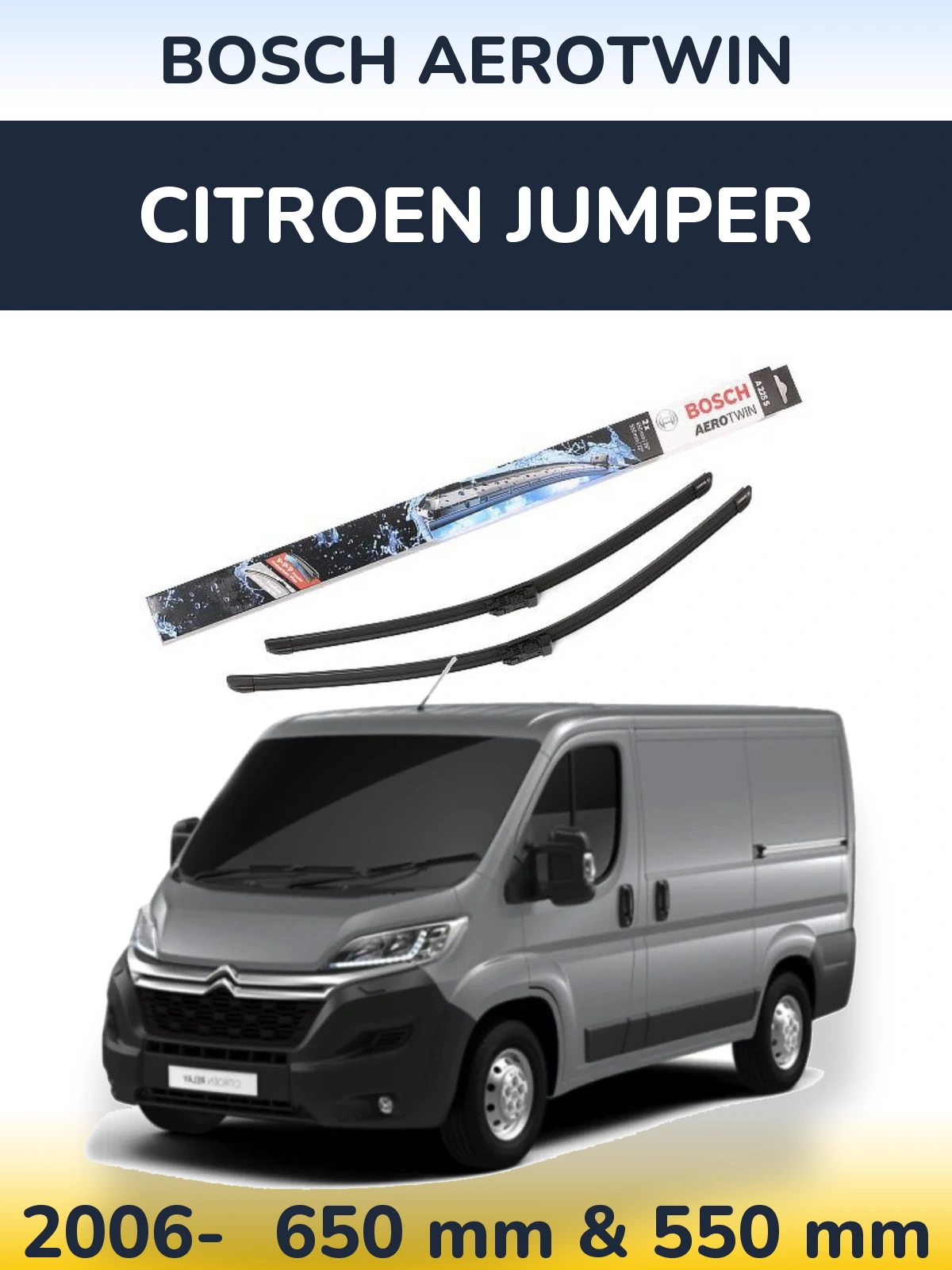 Front wiper blade set BOSCH AeroTwin 650 & 550 мм for Citroen Jumper 2006-2026