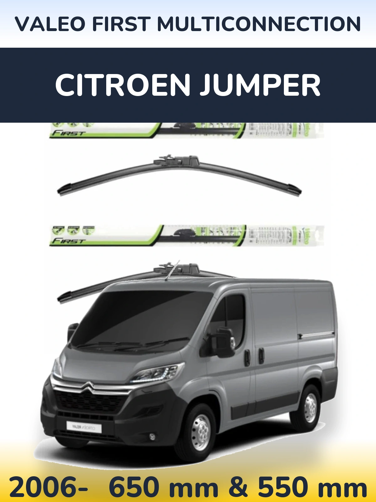 Komplet przednich wycieraczek Valeo First MultiConnection 650 & 550 mm do Citroen Jumper 2006-2026