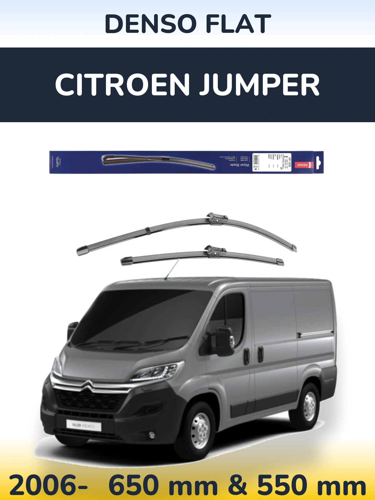 Front wiper blade set Denso Flat 650 & 550 мм for Citroen Jumper 2006-2026