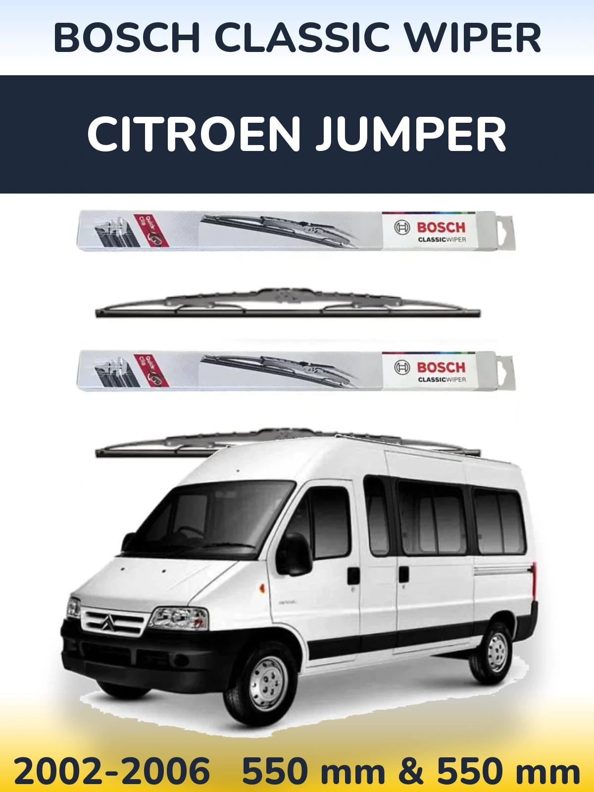Front wiper blade set BOSCH Classic Wiper 550 & 550 мм for Citroen Jumper 2002-2006