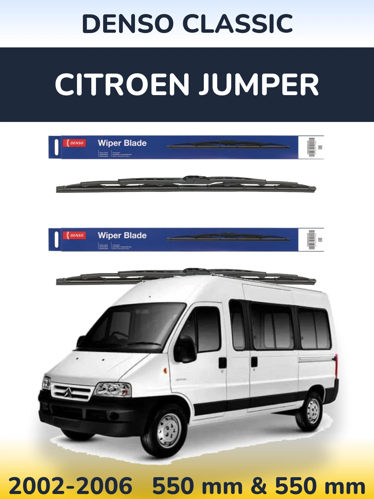 Front wiper blade set Denso Classic 550 & 550 мм for Citroen Jumper 2002-2006