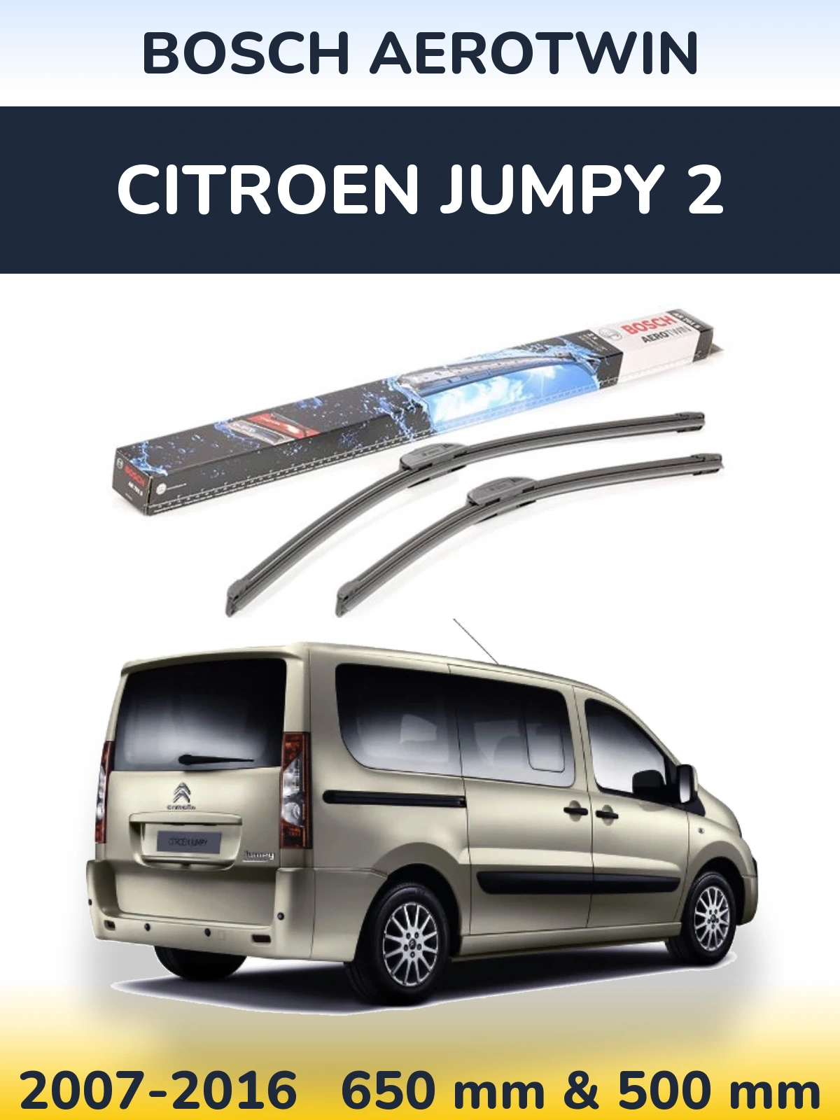 Komplet przednich wycieraczek BOSCH AeroTwin 650 & 500 mm do Citroen Jumpy 2 2007-2016