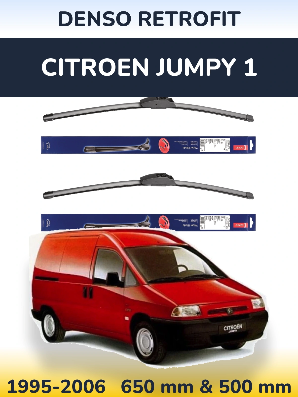 Комплект передніх щіток Denso Retrofit 650 & 500 мм для Citroen Jumpy 1 1995-2006