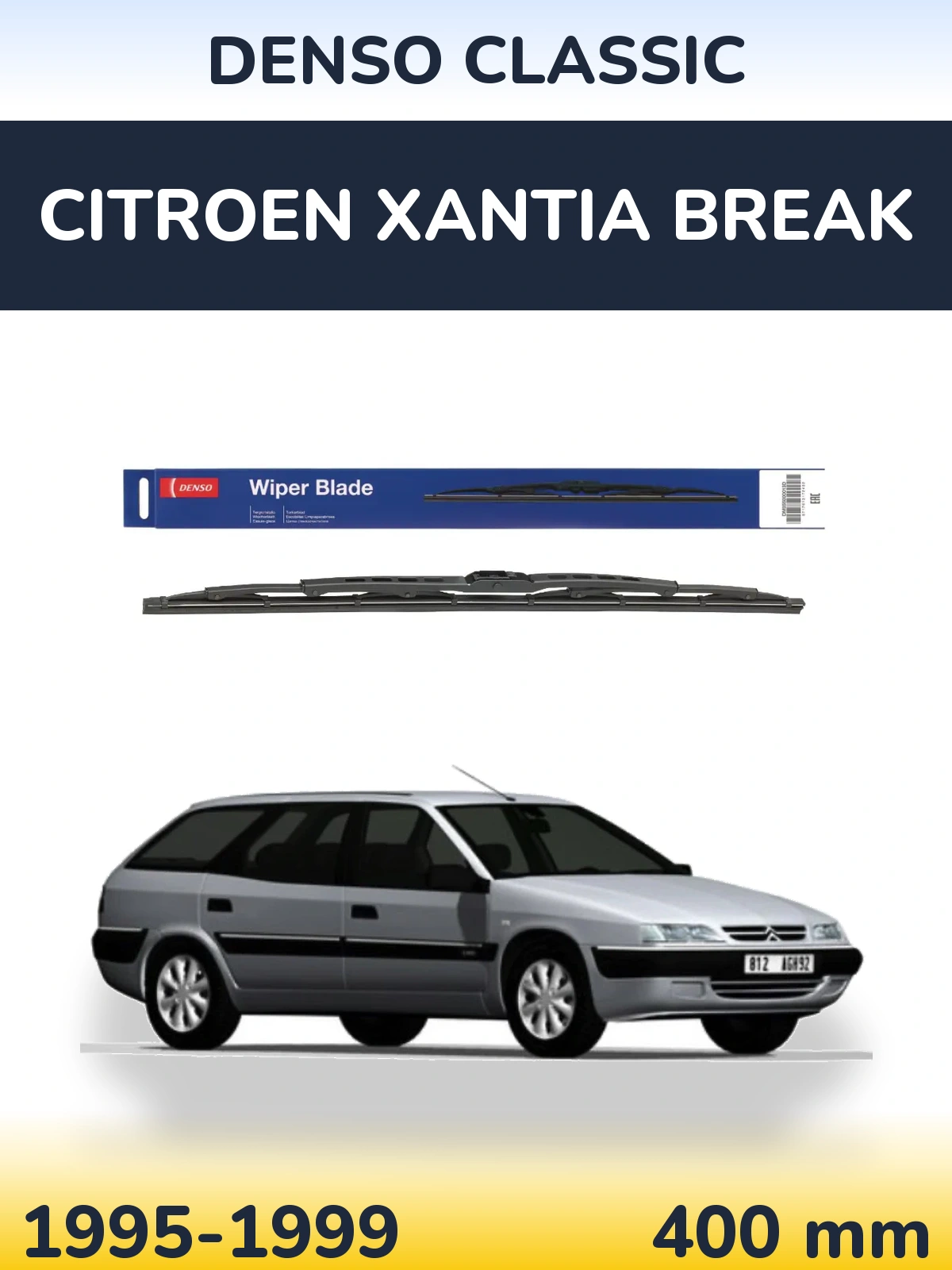 Rear wiper blade Denso Classic 400 мм for Citroen Xantia Break 1995-1999