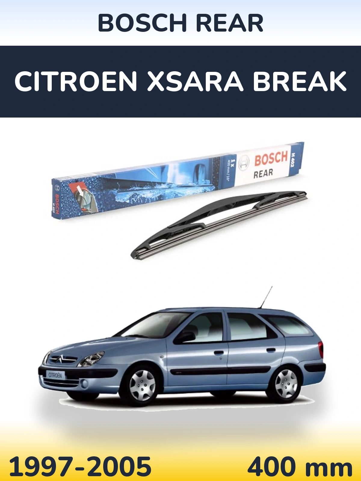 Rear wiper blade BOSCH Rear 400 mm for Citroen Xsara Break 1997-2005