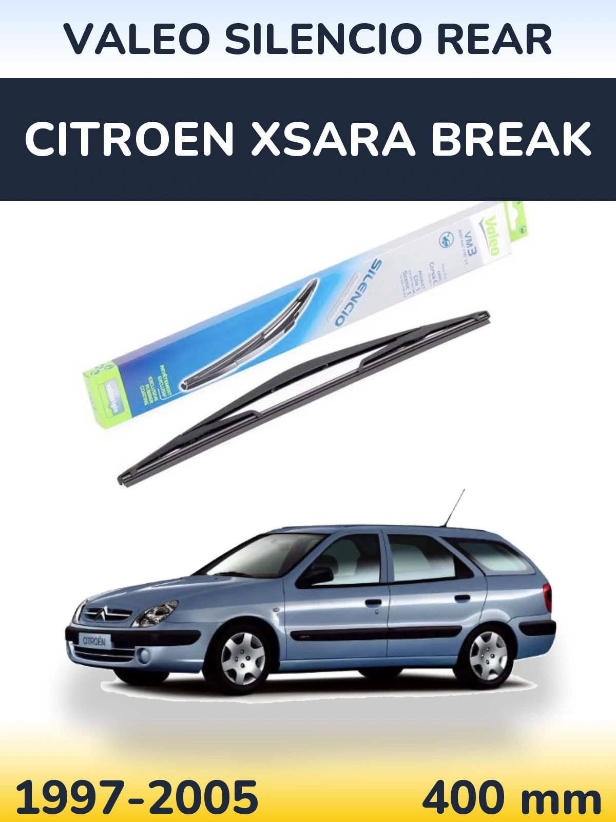 Rear wiper blade Valeo Silencio Rear 400 mm for Citroen Xsara Break 1997-2005