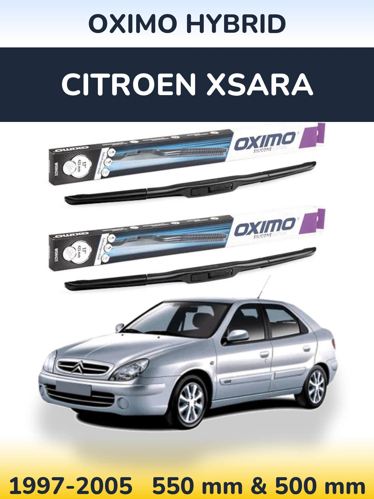 Front wiper blade set Oximo Hybrid 550 & 500 мм for Citroen Xsara 1997-2005