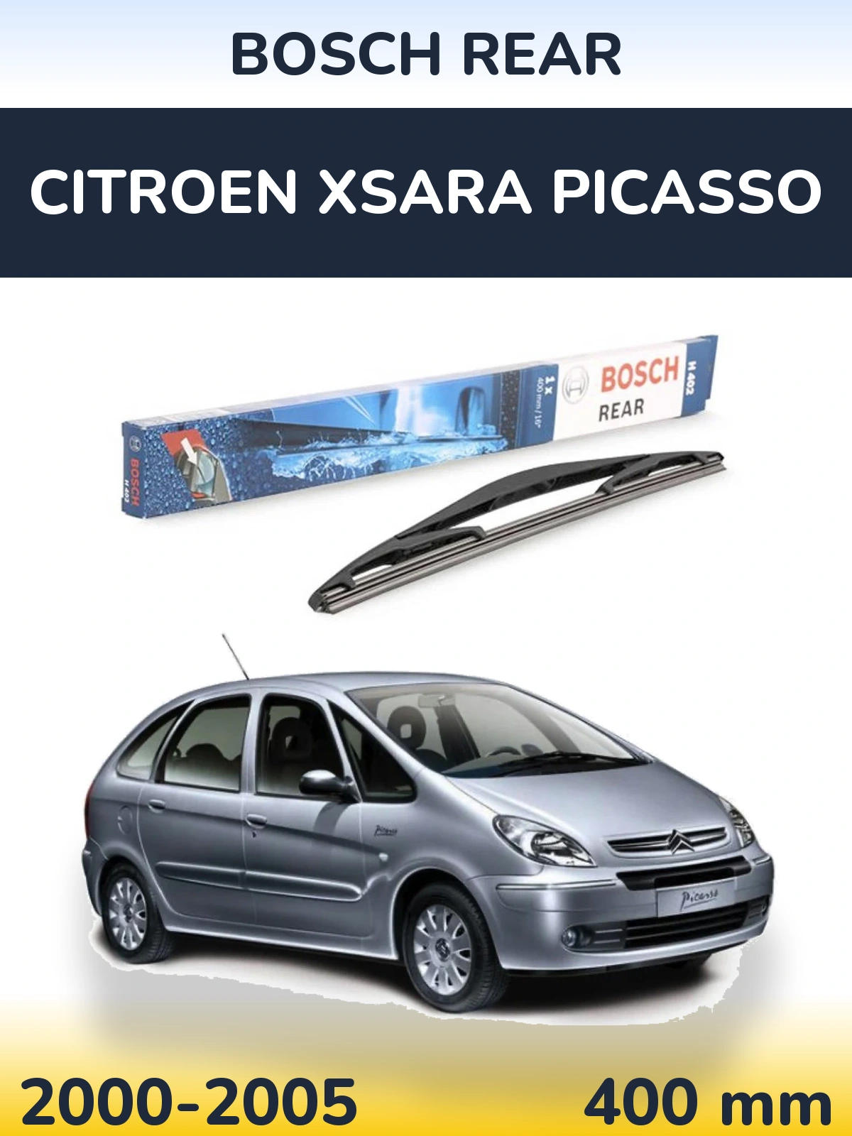 Rear wiper blade BOSCH Rear 400 mm for Citroen Xsara Picasso 2000-2005