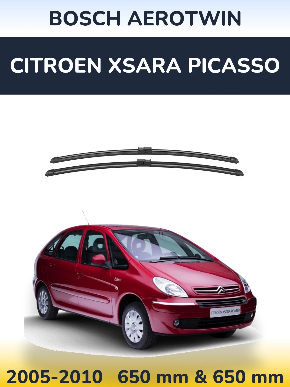 Комплект передних дворников BOSCH AeroTwin 650 & 650 мм для Citroen Xsara Picasso 2005-2010