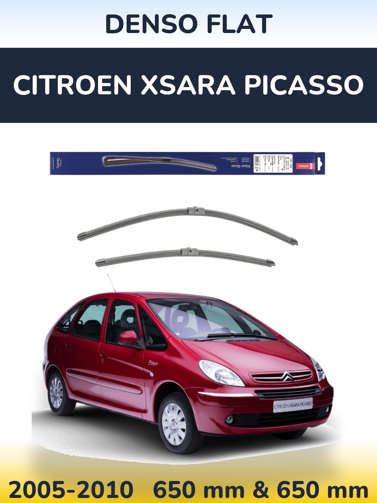 Комплект передніх щіток Denso Flat 650 & 650 мм для Citroen Xsara Picasso 2005-2010