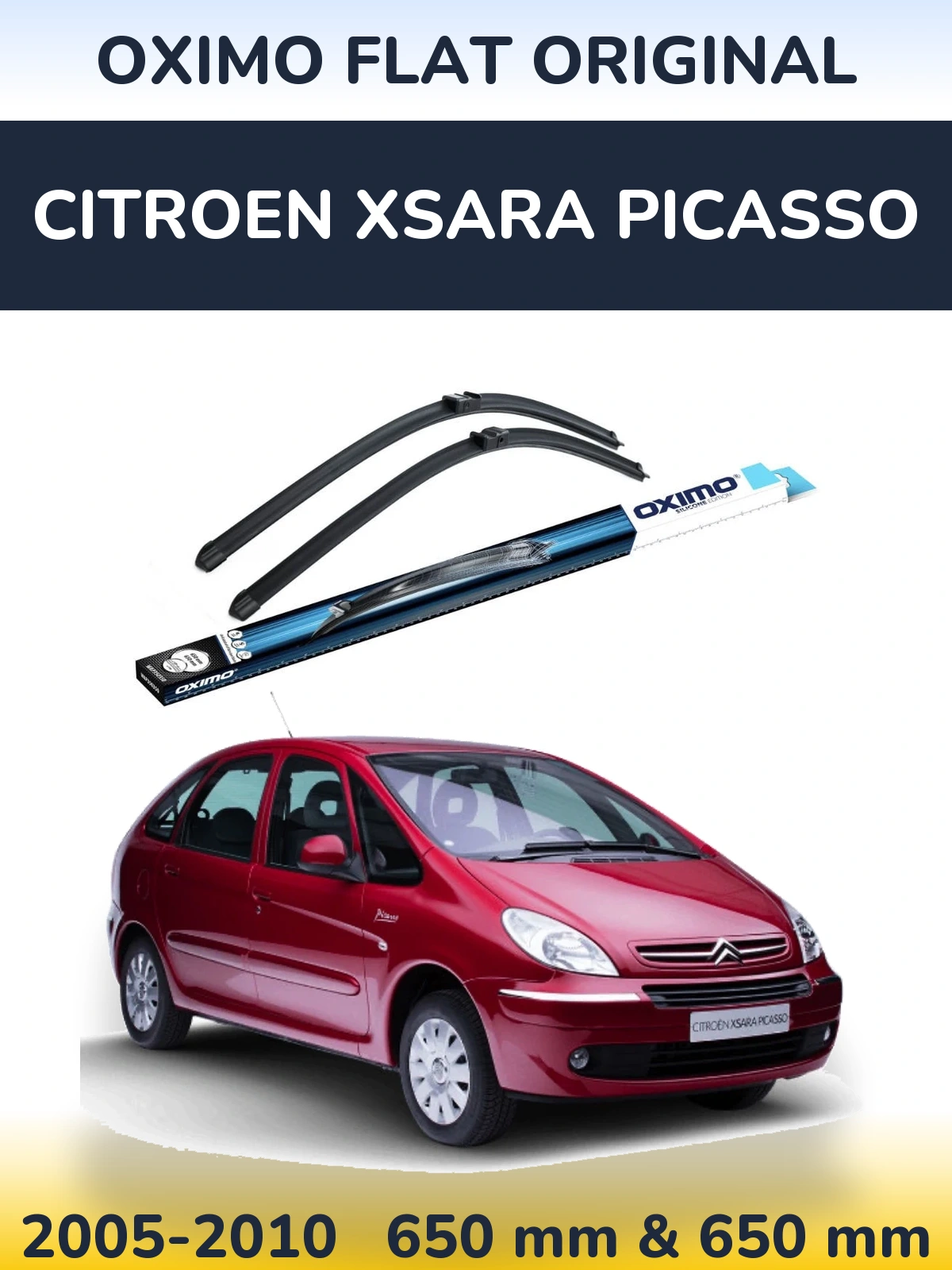 Комплект передних дворников Oximo Flat Original 650 & 650 мм для Citroen Xsara Picasso 2005-2010