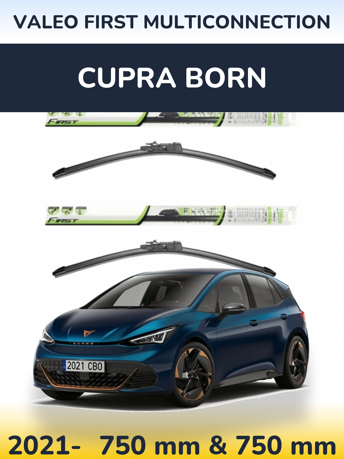 Комплект передних дворников Valeo First MultiConnection 750 & 750 мм для Cupra Born 2021-2026