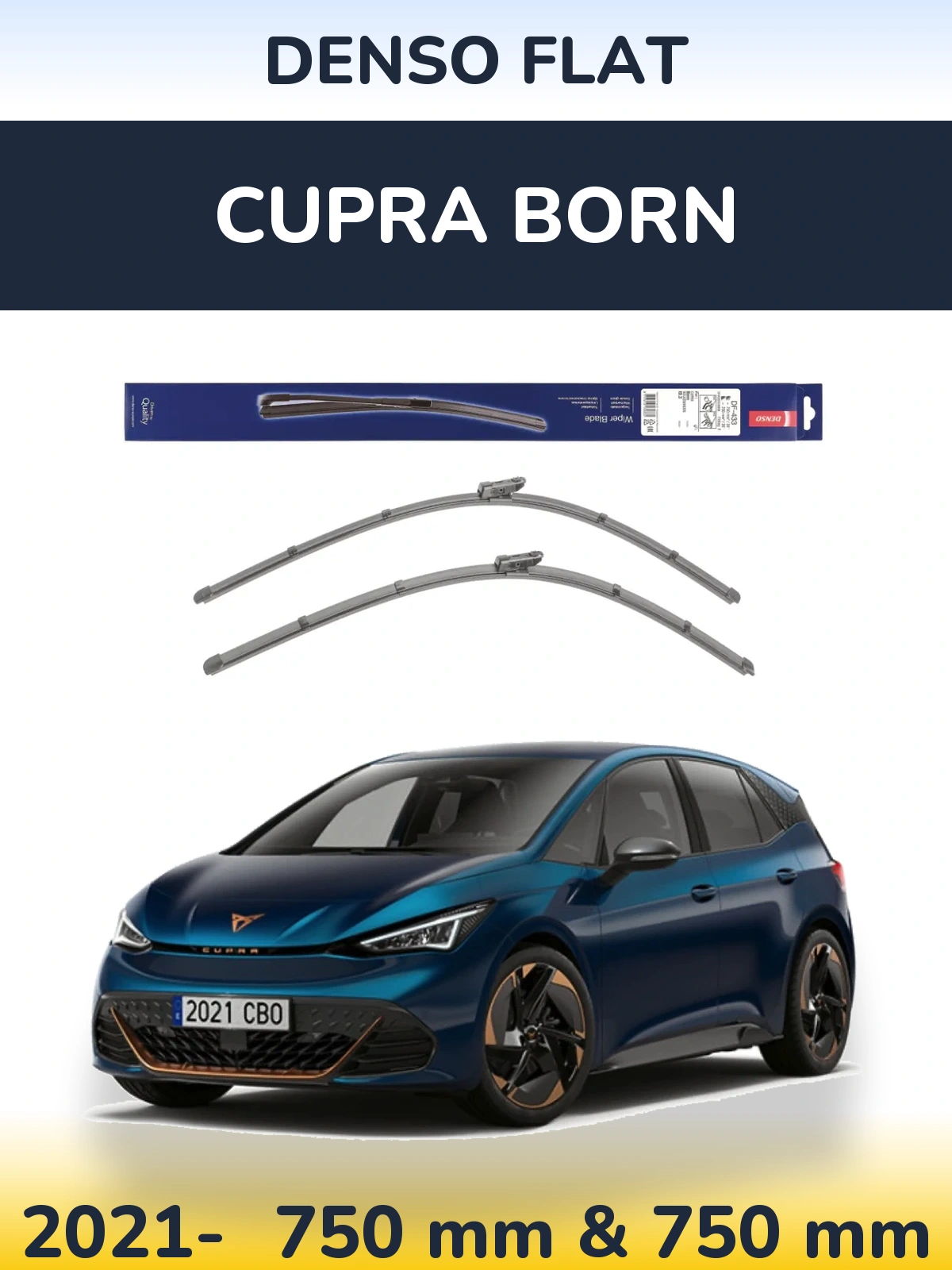 Komplet przednich wycieraczek Denso Flat 750 & 750 mm do Cupra Born 2021-2026