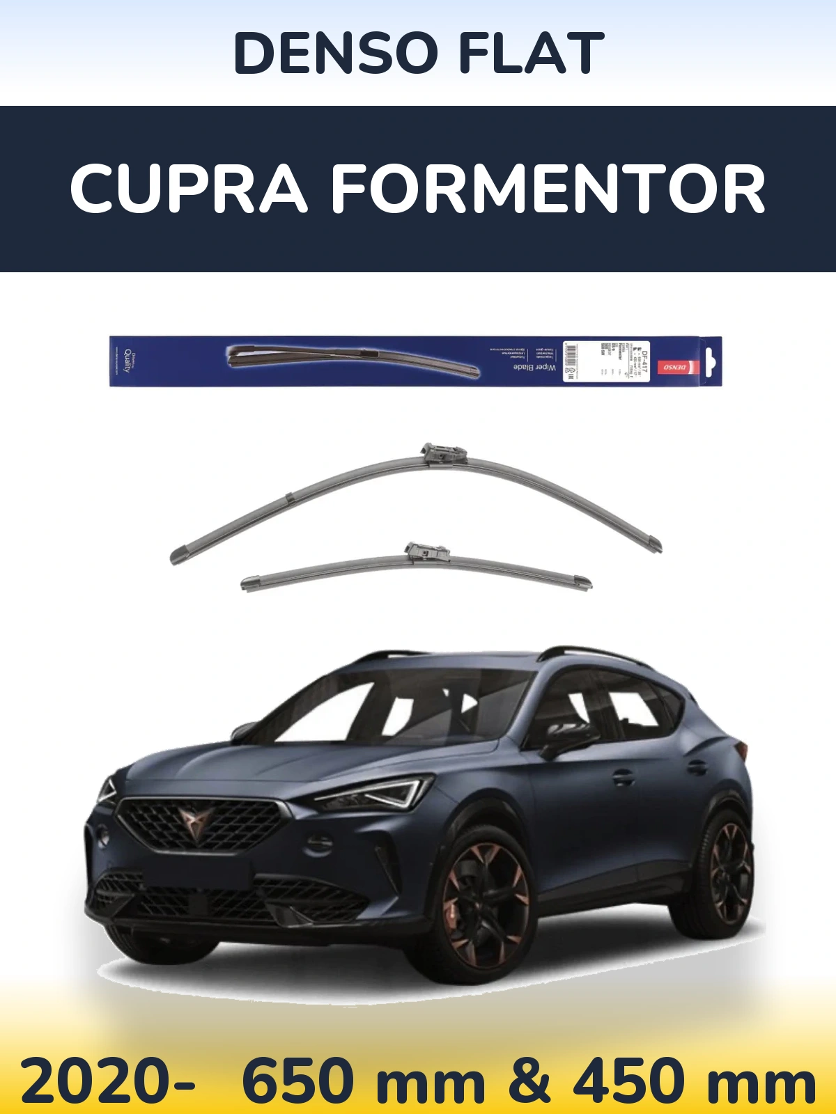 Комплект передних дворников Denso Flat 650 & 450 мм для Cupra Formentor 2020-2026