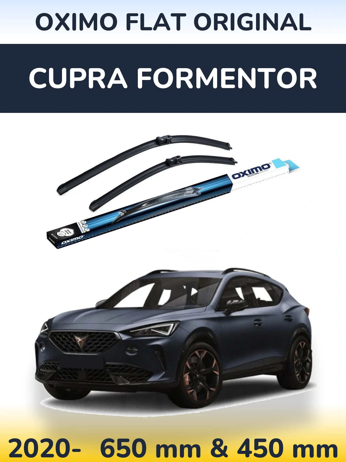 Комплект передних дворников Oximo Flat Original 650 & 450 мм для Cupra Formentor 2020-2026
