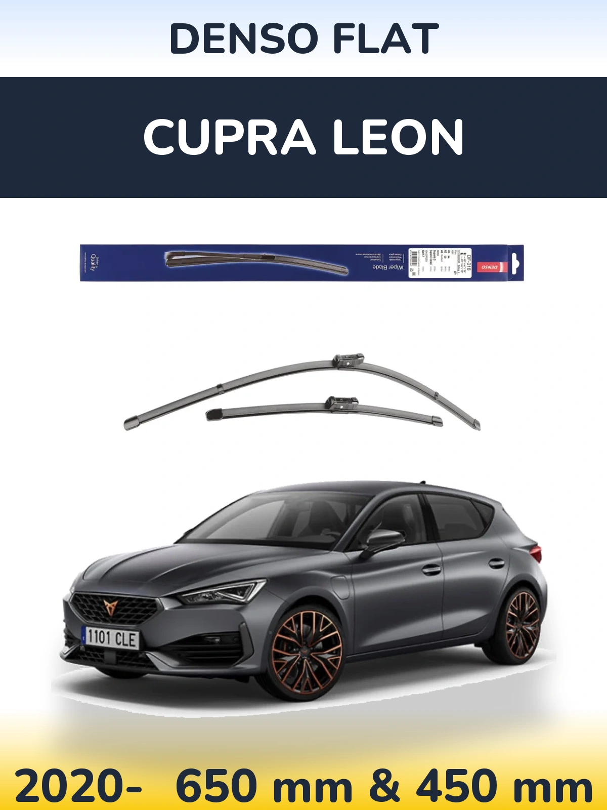 Front wiper blade set Denso Flat 650 & 450 мм for Cupra Leon 2020-2026