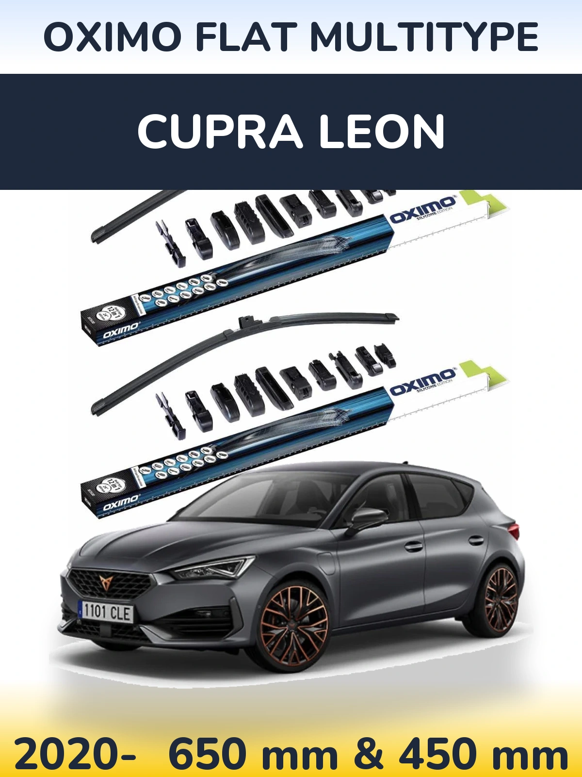 Комплект передних дворников Oximo Flat MultiТипe 650 & 450 мм для Cupra Leon 2020-2026