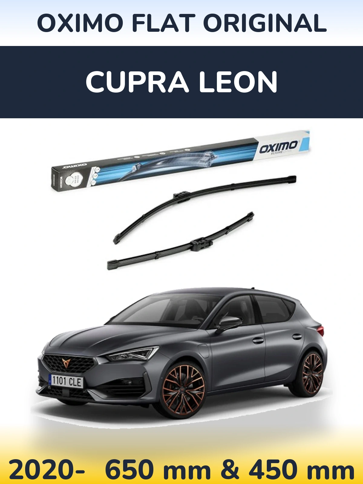 Front wiper blade set Oximo Flat Original 650 & 450 мм for Cupra Leon 2020-2026