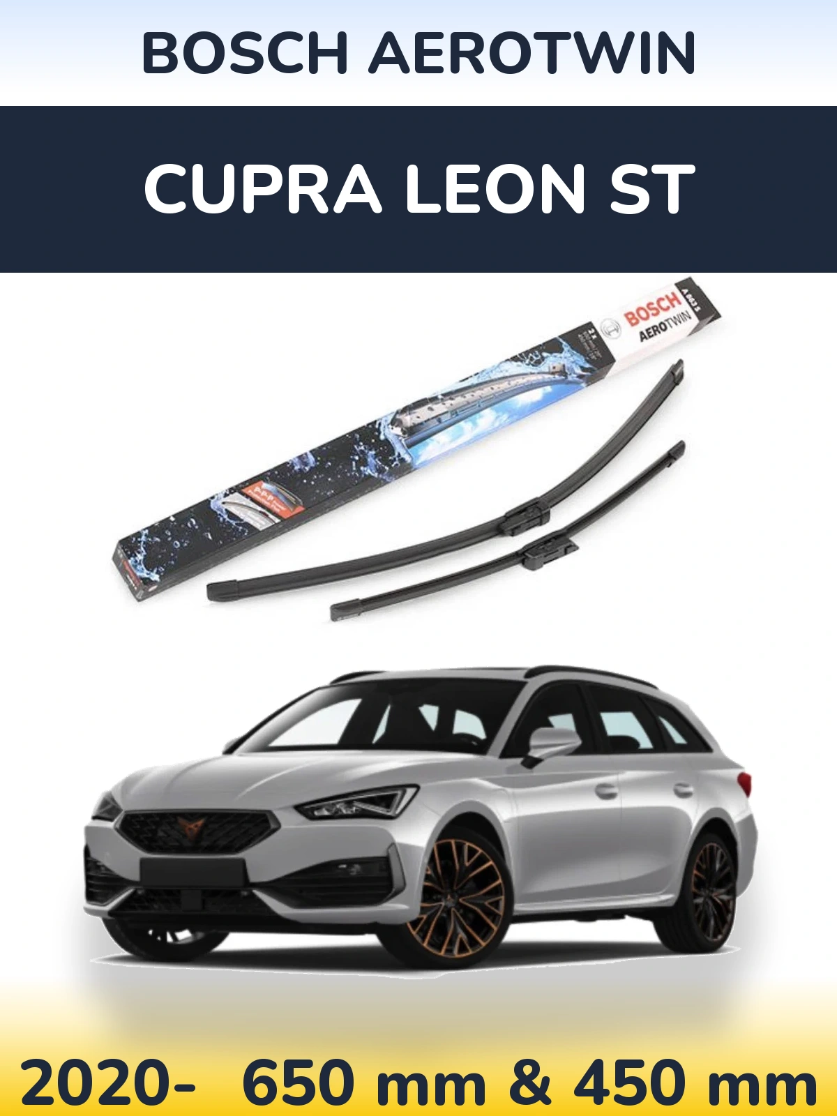 Komplet przednich wycieraczek BOSCH AeroTwin 650 & 450 mm do Cupra Leon ST 2020-2026