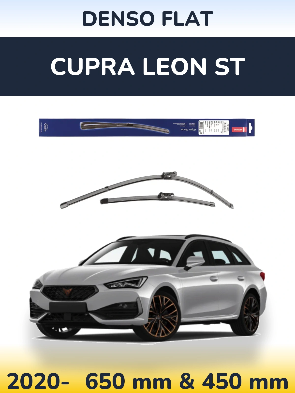 Front wiper blade set Denso Flat 650 & 450 мм for Cupra Leon ST 2020-2026