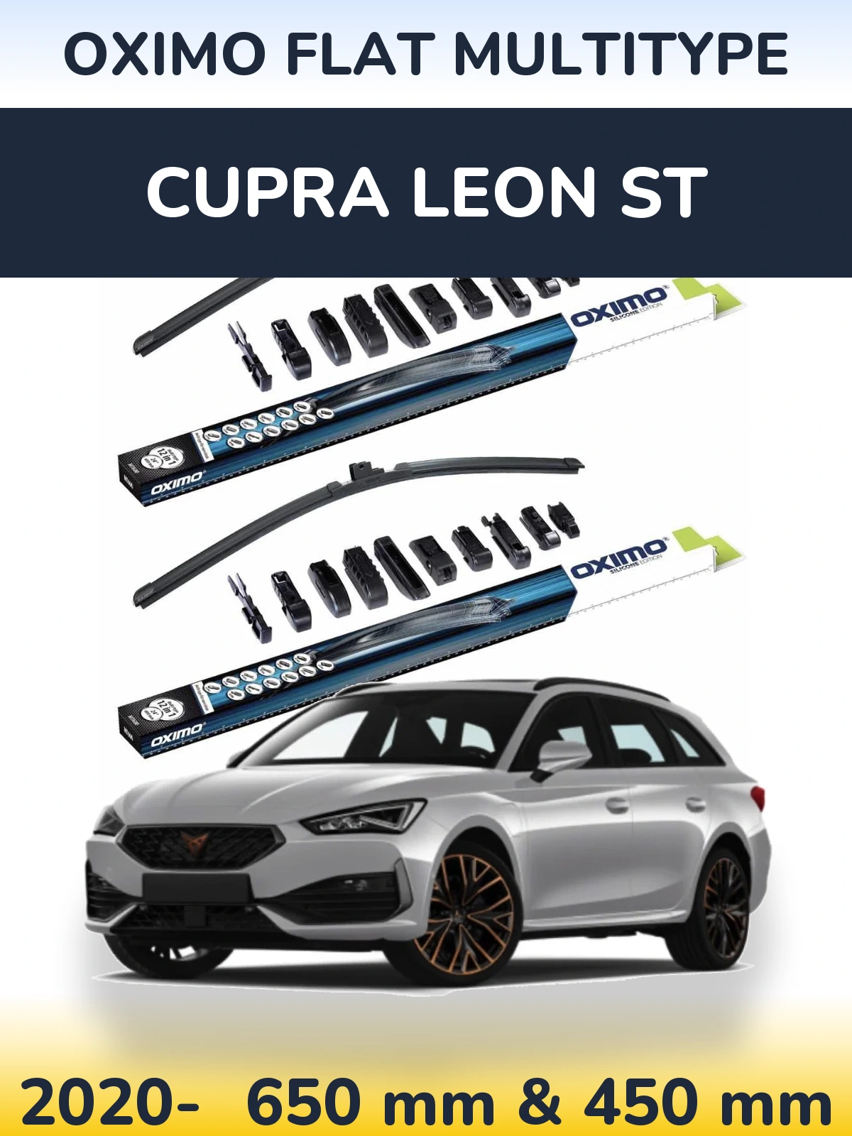 Komplet przednich wycieraczek Oximo Flat MultiType 650 & 450 mm do Cupra Leon ST 2020-2026