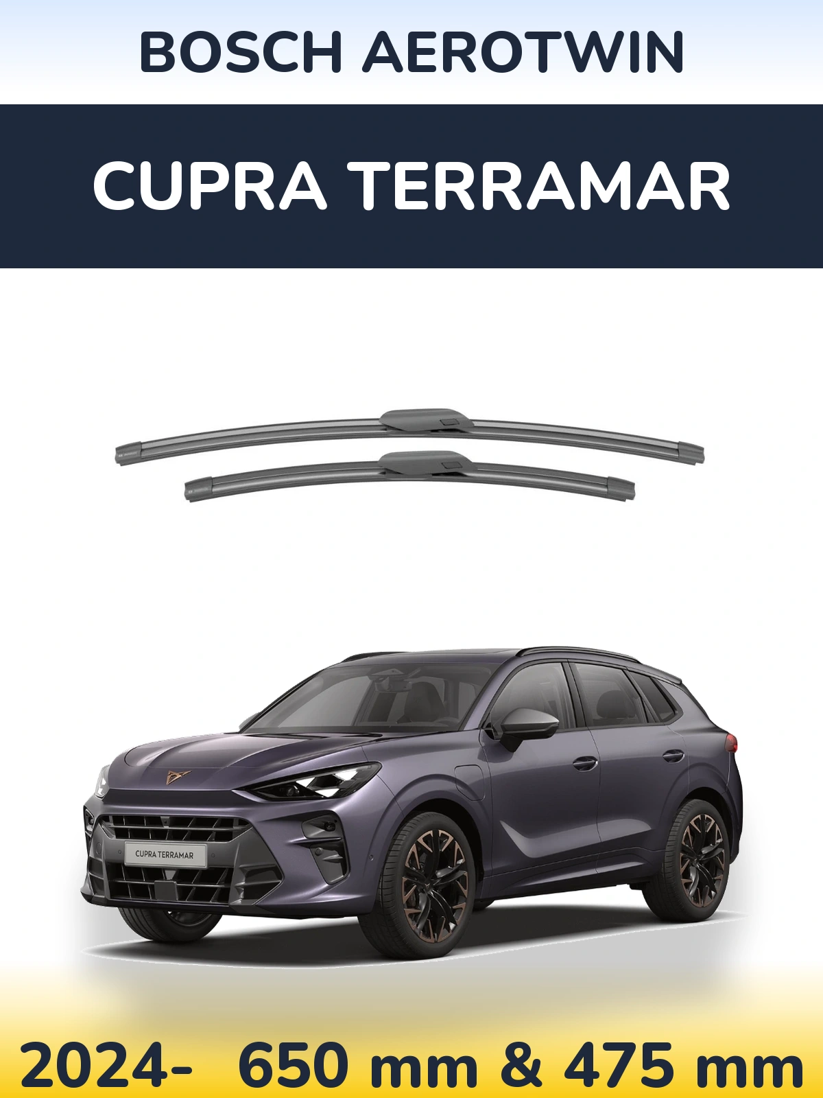Front wiper blade set BOSCH AeroTwin 650 & 475 mm for Cupra Terramar 2024-2026