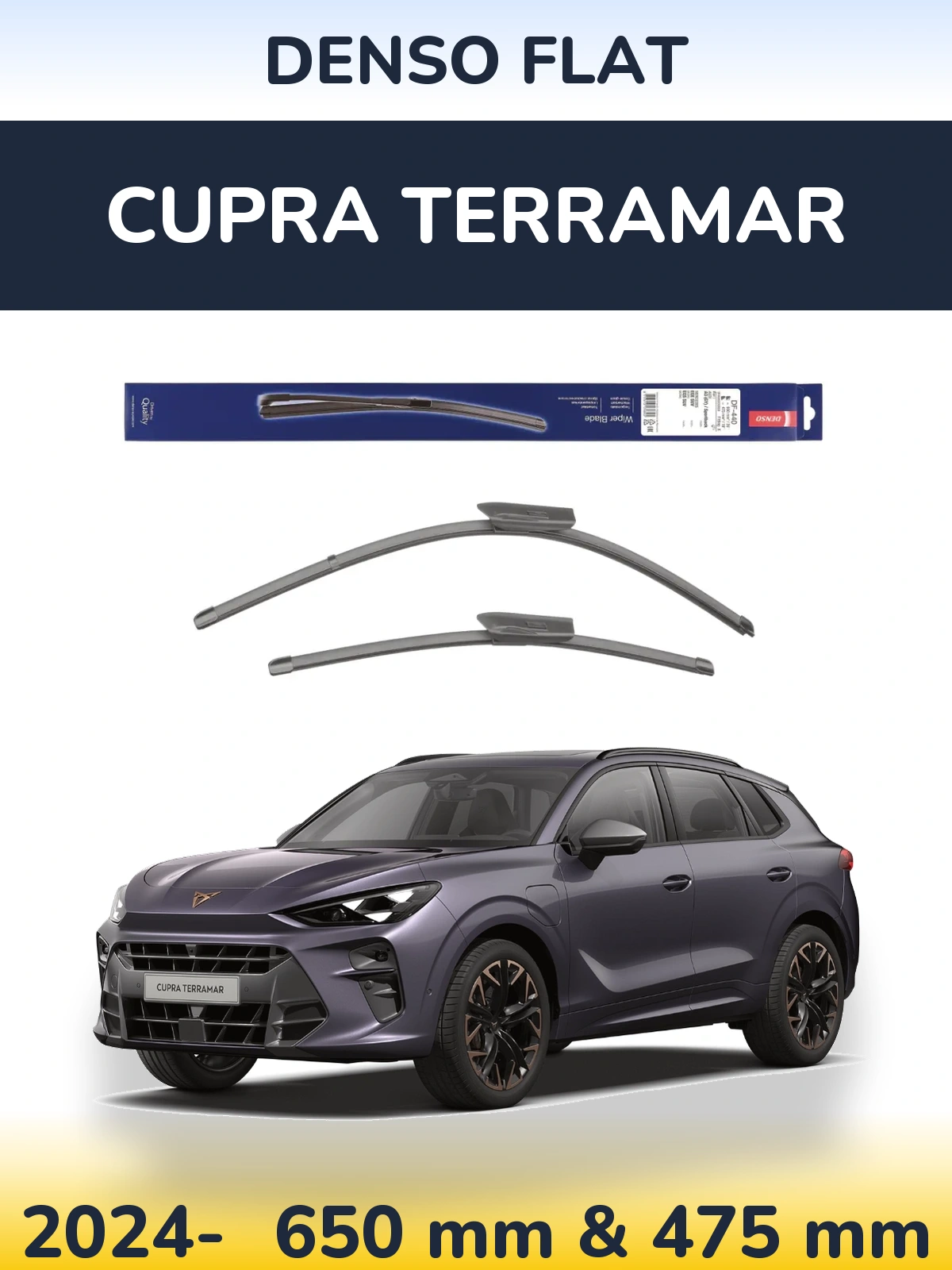 Front wiper blade set Denso Flat 650 & 475 mm for Cupra Terramar 2024-2026