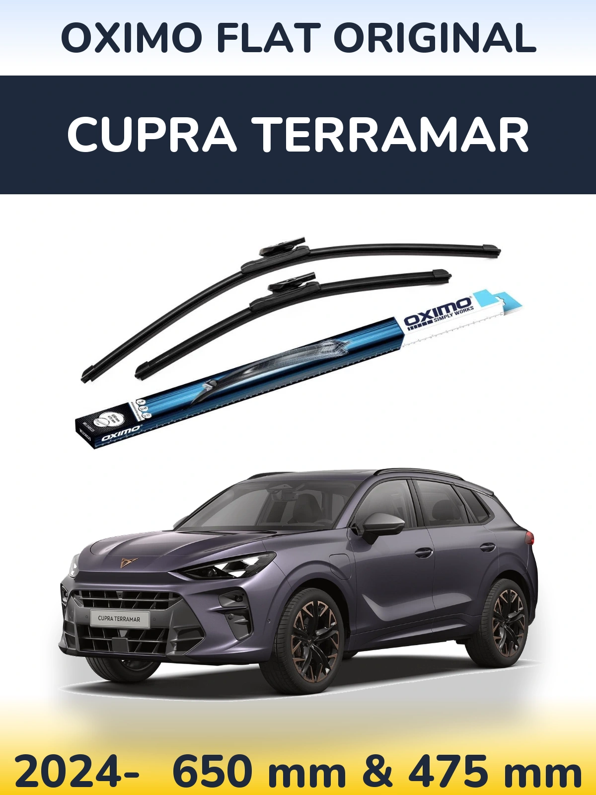 Комплект передніх щіток Oximo Flat Original 650 & 475 мм для Cupra Terramar 2024-2026