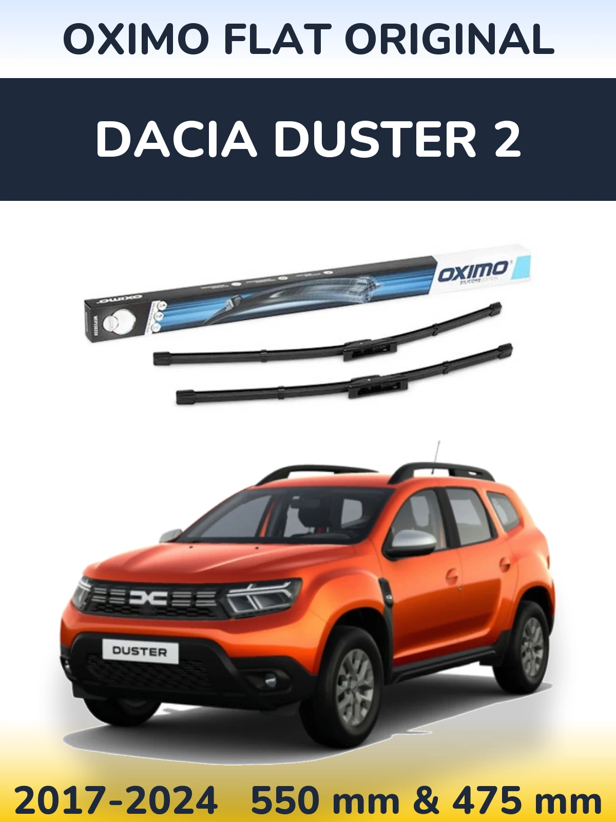 Komplet przednich wycieraczek Oximo Flat Original 550 & 475 mm do Dacia Duster 2 2017-2024