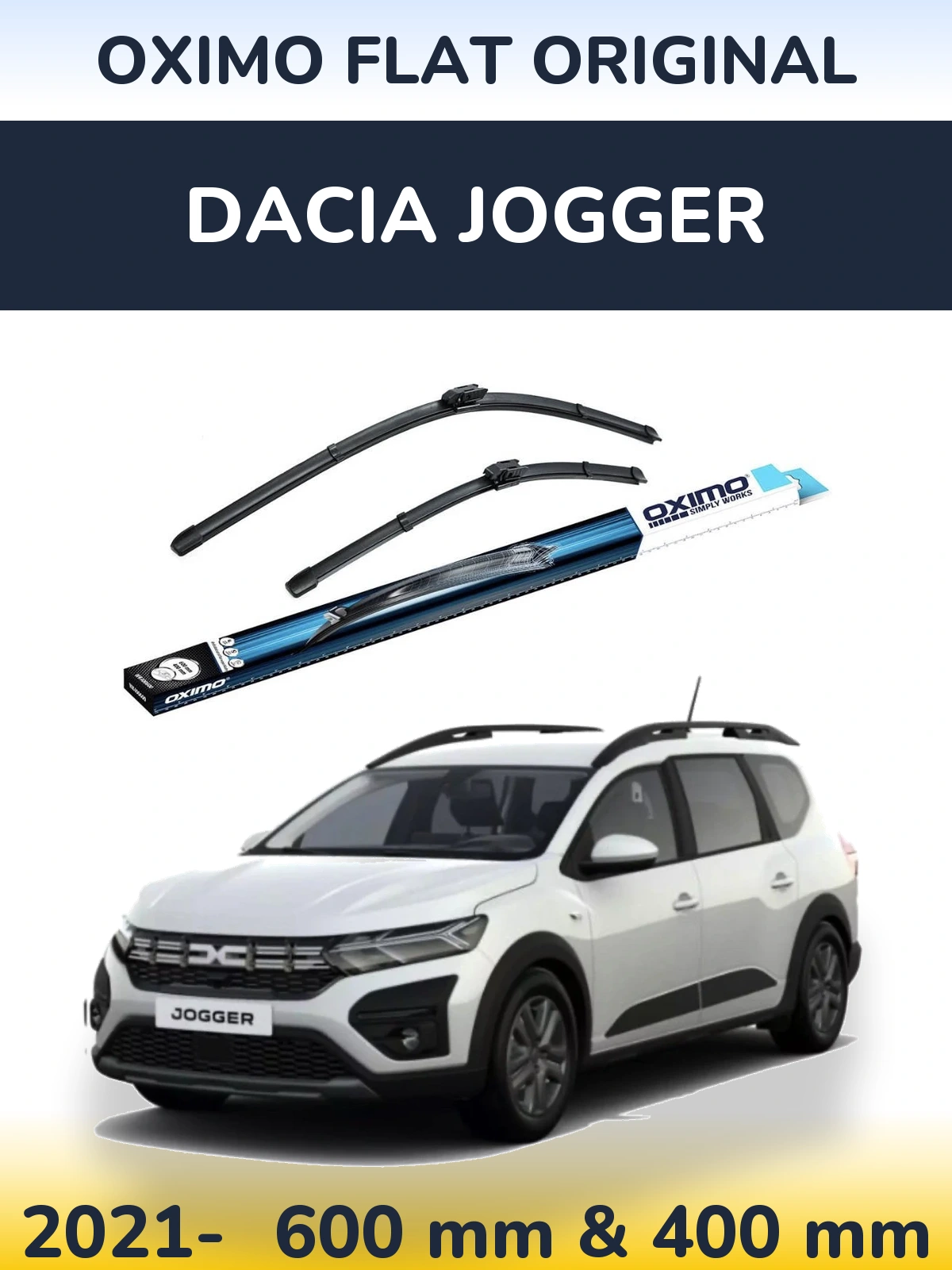 Front wiper blade set Oximo Flat Original 600 & 400 мм for Dacia Jogger 2021-2026