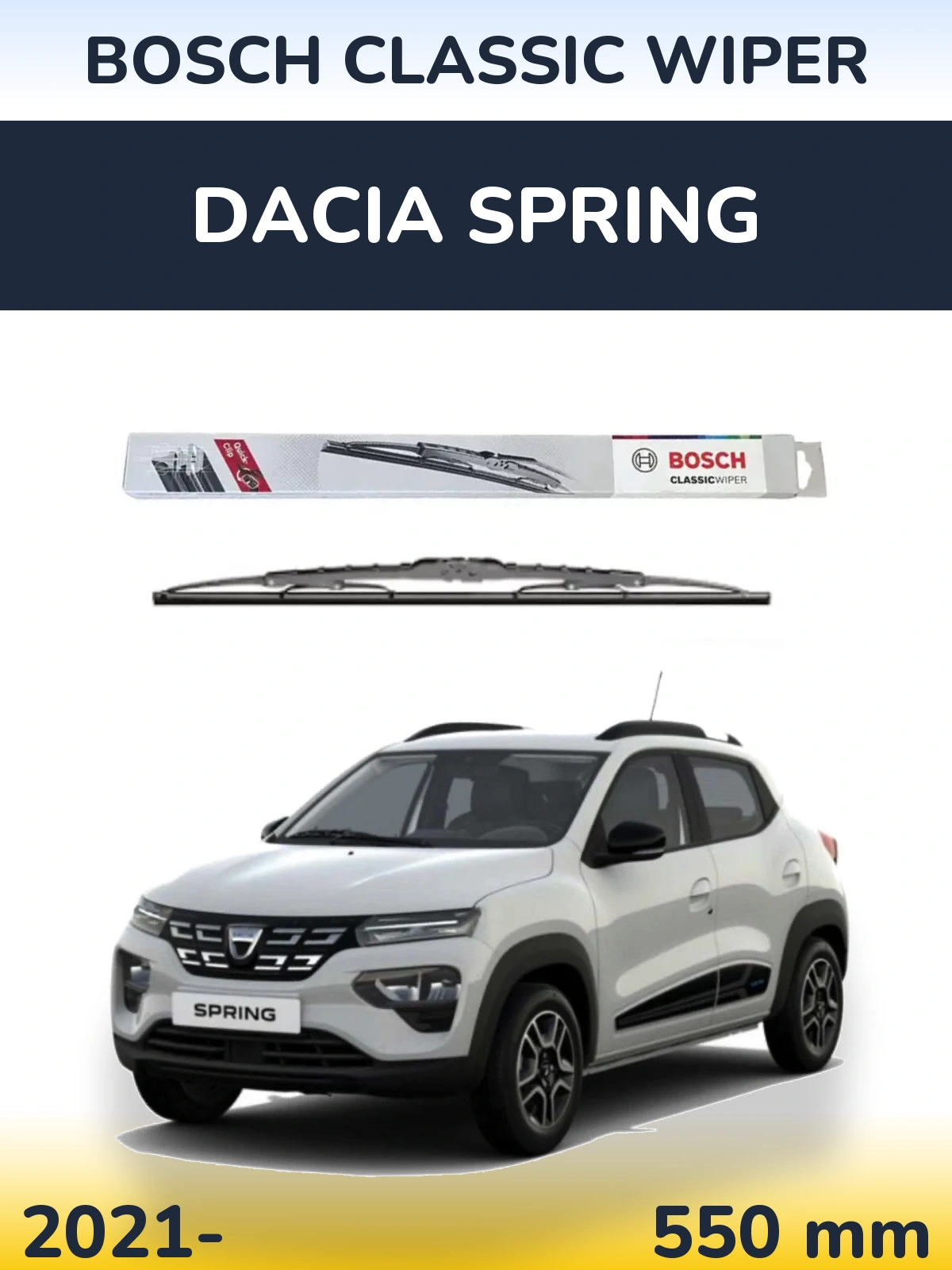 Передня щітка BOSCH Classic Wiper 550 мм для Dacia Spring 2021-2026