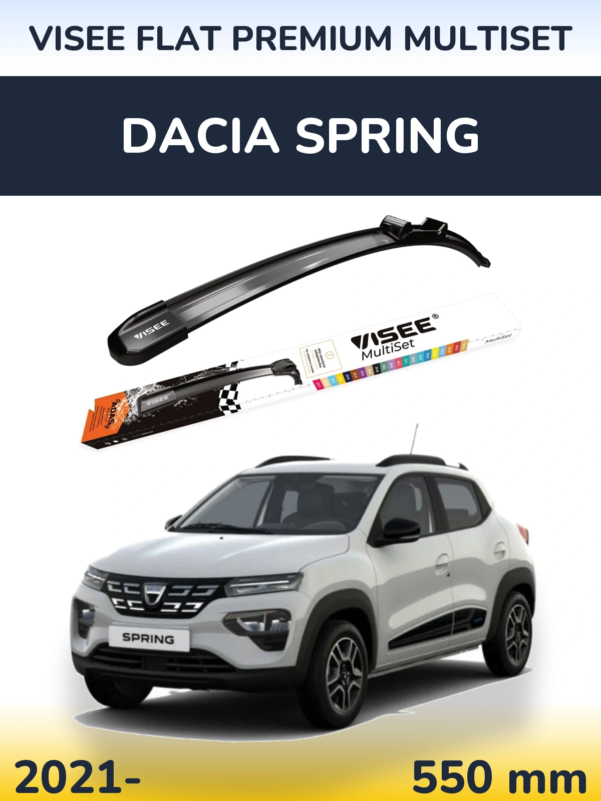 Передня щітка VISEE FLAT PREMIUM MultiSet 550 мм для Dacia Spring 2021-2026