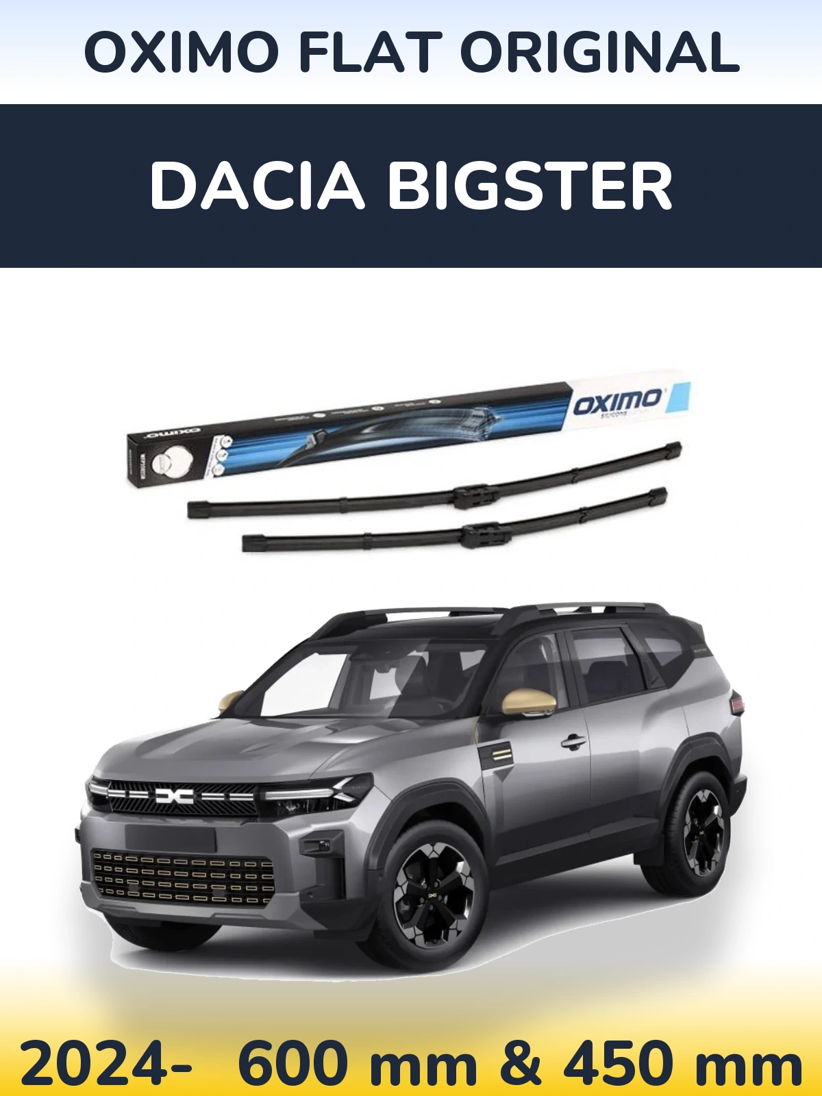 Front wiper blade set Oximo Flat Original 600 & 450 мм for Dacia Bigster 2024-2026
