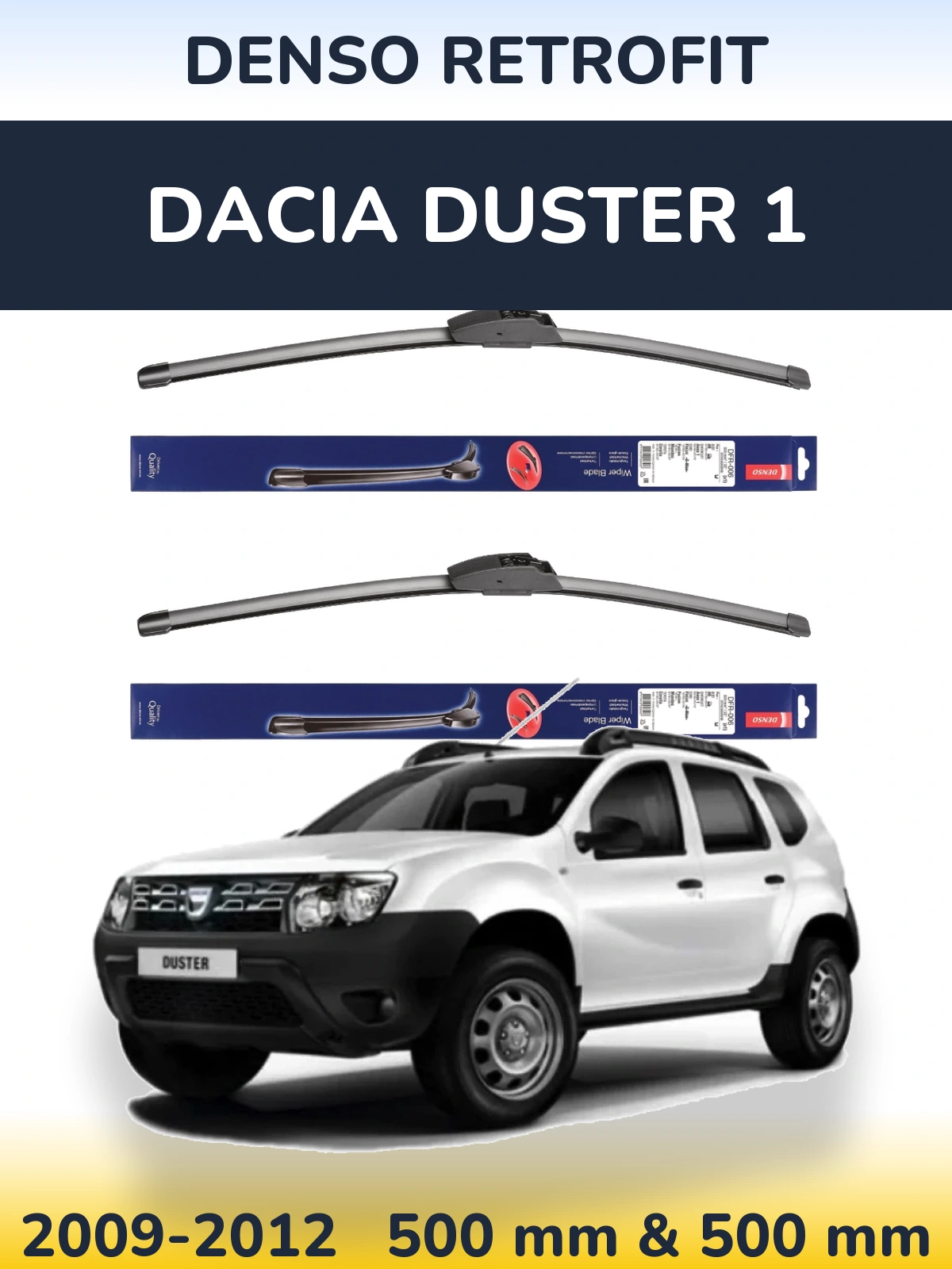 Komplet przednich wycieraczek Denso Retrofit 500 & 500 mm do Dacia Duster 1 2009-2012
