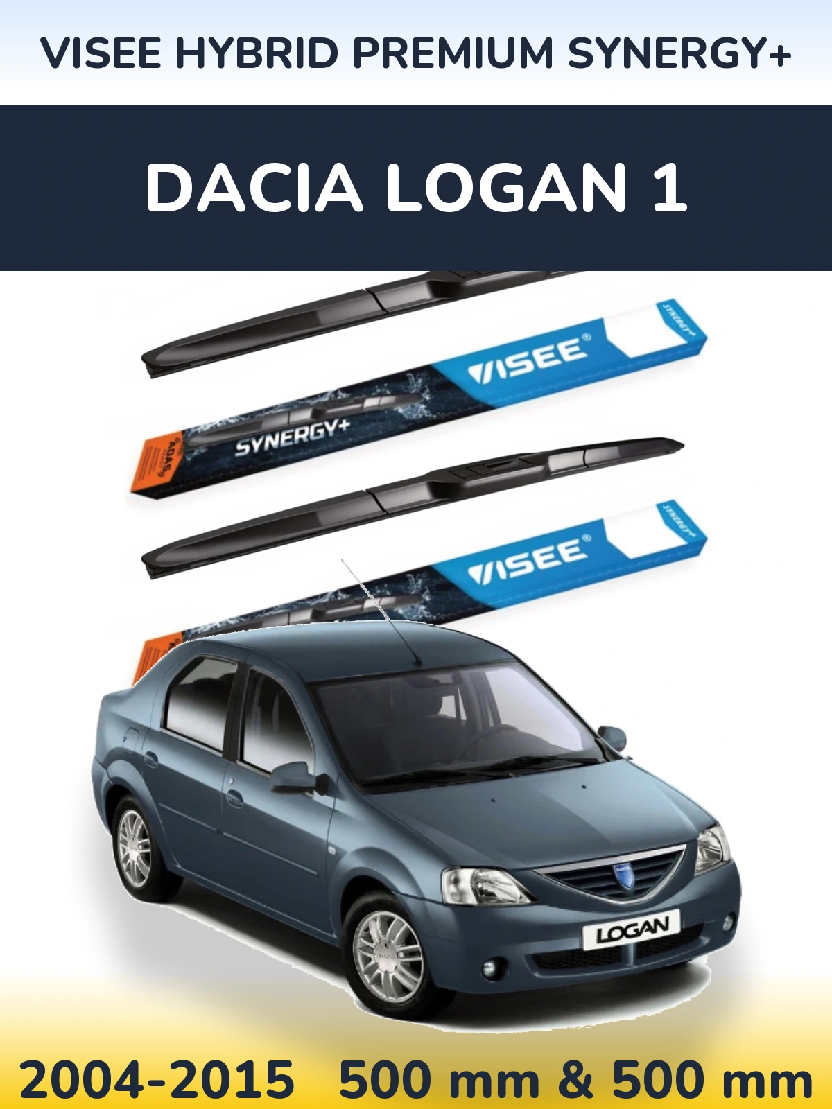 Комплект передніх щіток VISEE HYBRID PREMIUM SYNERGY+ 500 & 500 мм для Dacia Logan 1 2004-2015