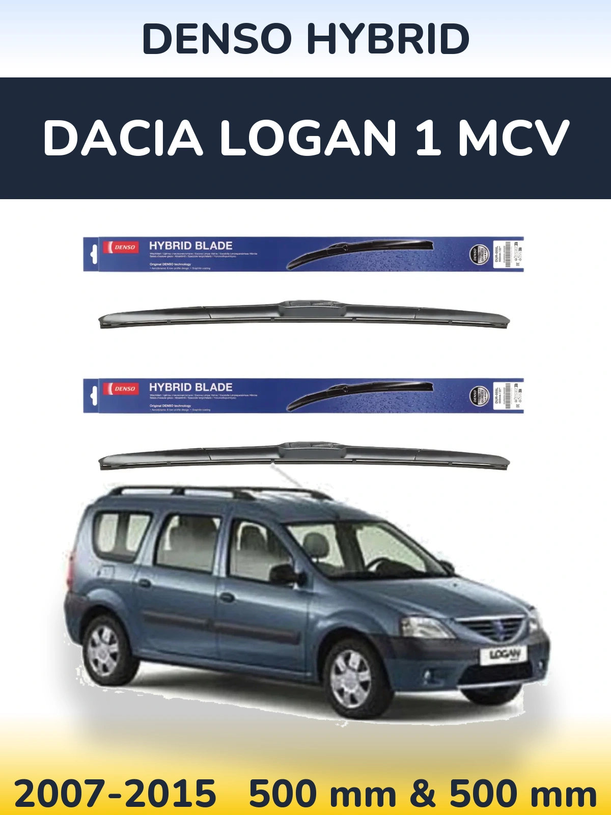 Комплект передних дворников Denso Hybrid 500 & 500 мм для Dacia Logan 1 MCV 2007-2015