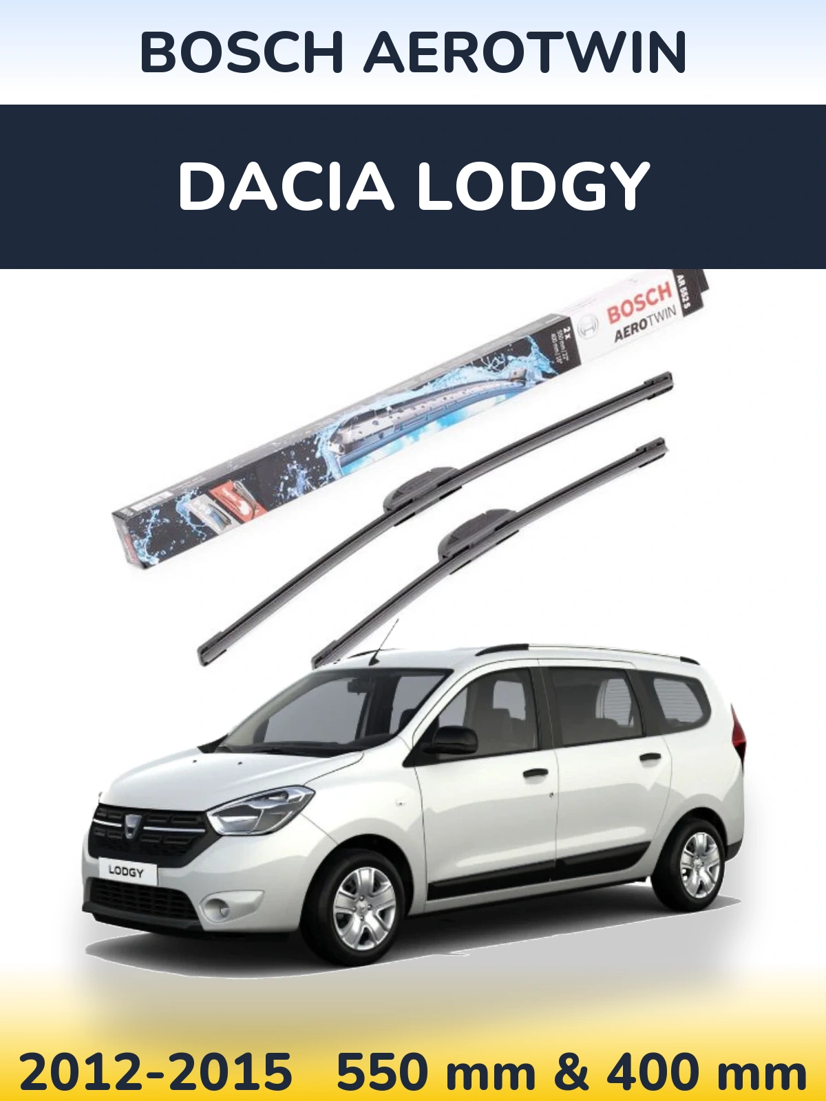 Комплект передних дворников BOSCH AeroTwin 550 & 400 мм для Dacia Lodgy 2012-2015
