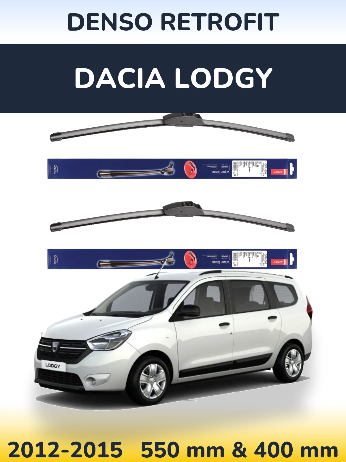 Комплект передніх щіток Denso Retrofit 550 & 400 мм для Dacia Lodgy 2012-2015