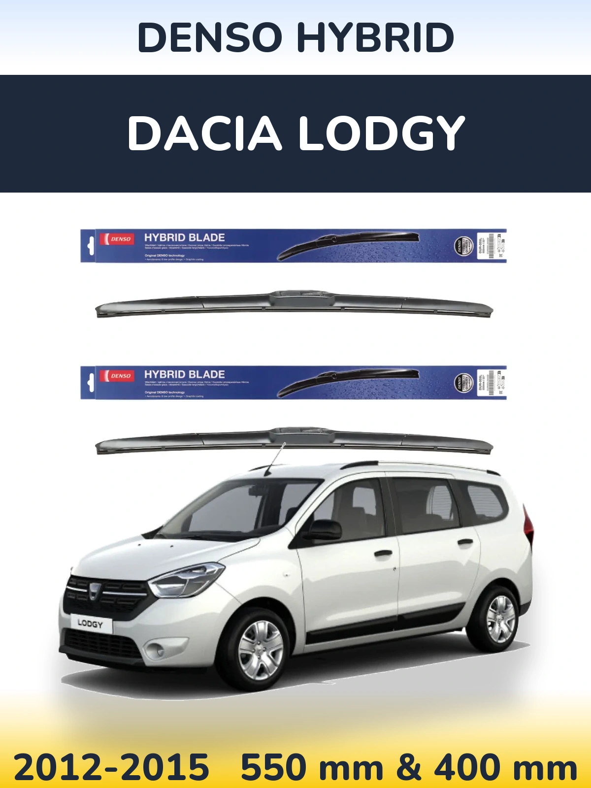 Комплект передних дворников Denso Hybrid 550 & 400 мм для Dacia Lodgy 2012-2015