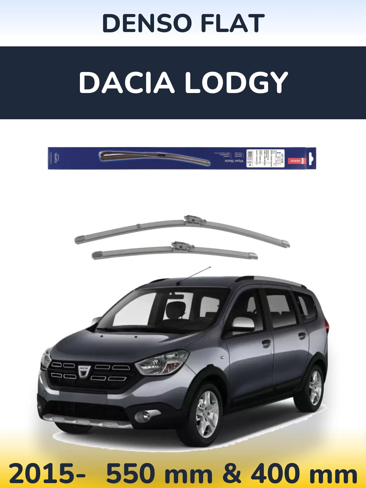 Комплект передних дворников Denso Flat 550 & 400 мм для Dacia Lodgy 2015-2026