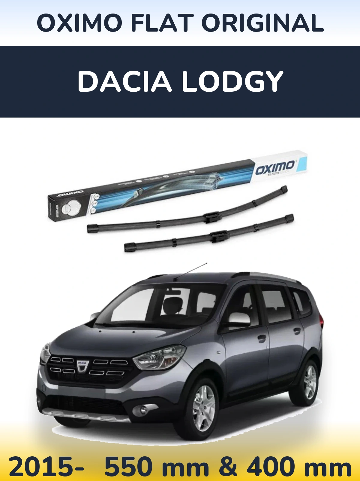 Комплект передних дворников Oximo Flat Original 550 & 400 мм для Dacia Lodgy 2015-2026