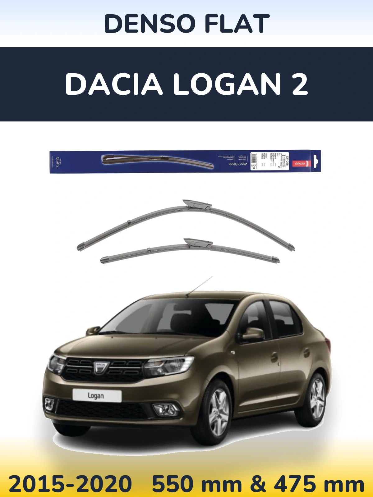 Комплект передніх щіток Denso Flat 550 & 475 мм для Dacia Logan 2 2015-2020