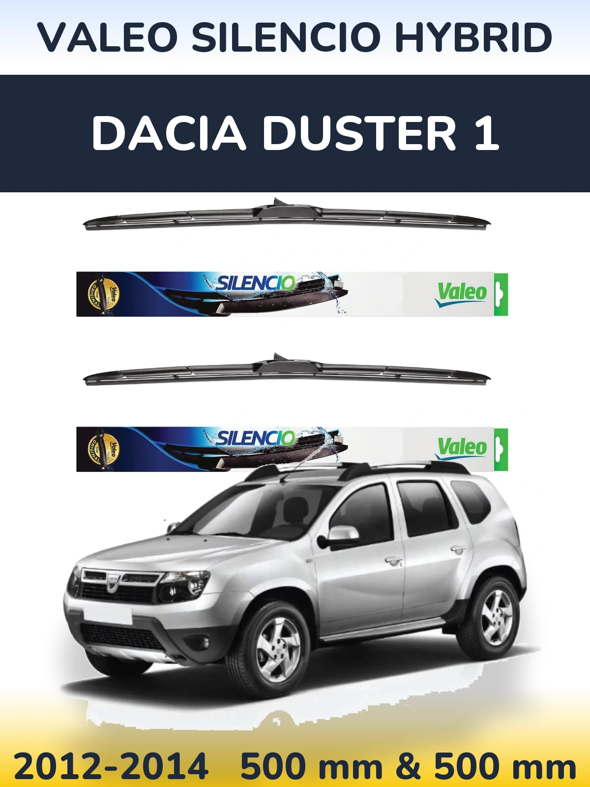 Комплект передних дворников Valeo Silencio Hybrid 500 & 500 мм для Dacia Duster 1 2012-2014