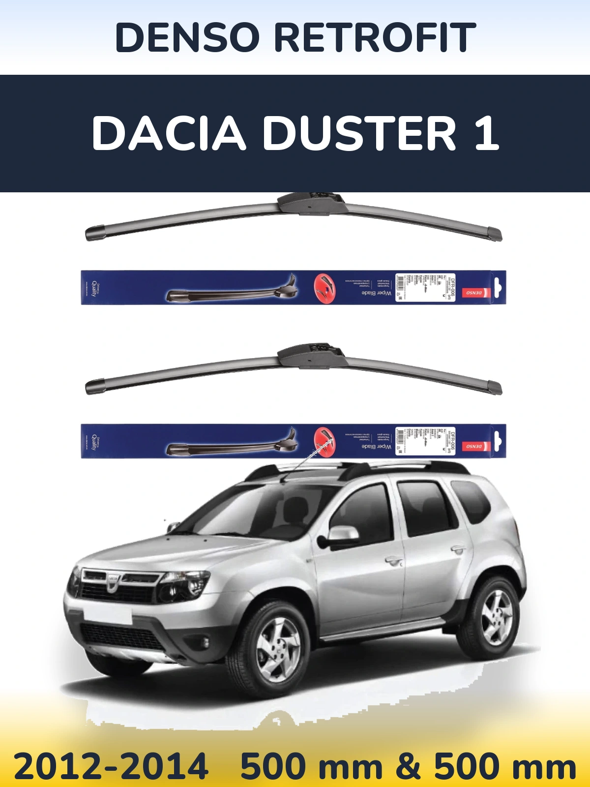 Komplet przednich wycieraczek Denso Retrofit 500 & 500 mm do Dacia Duster 1 2012-2014