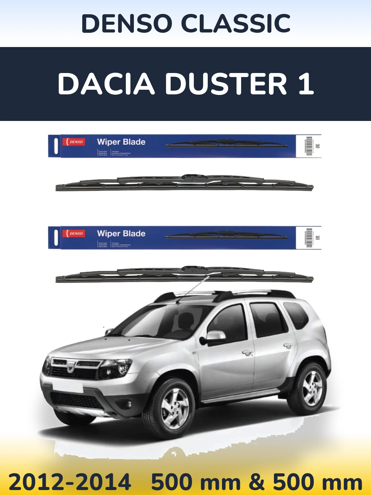 Komplet przednich wycieraczek Denso Classic 500 & 500 mm do Dacia Duster 1 2012-2014