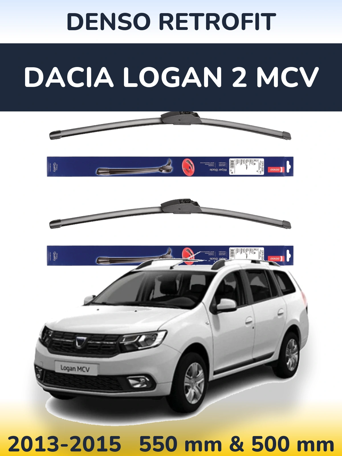 Front wiper blade set Denso Retrofit 550 & 500 мм for Dacia Logan 2 MCV 2013-2015