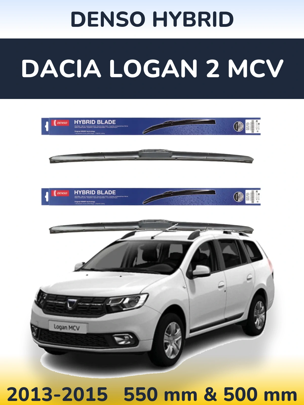 Комплект передних дворников Denso Hybrid 550 & 500 мм для Dacia Logan 2 MCV 2013-2015