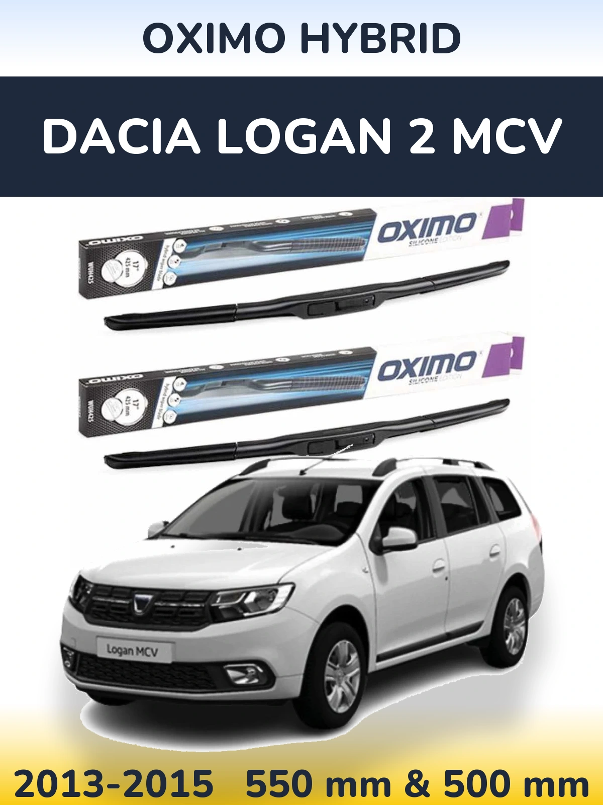 Front wiper blade set Oximo Hybrid 550 & 500 мм for Dacia Logan 2 MCV 2013-2015
