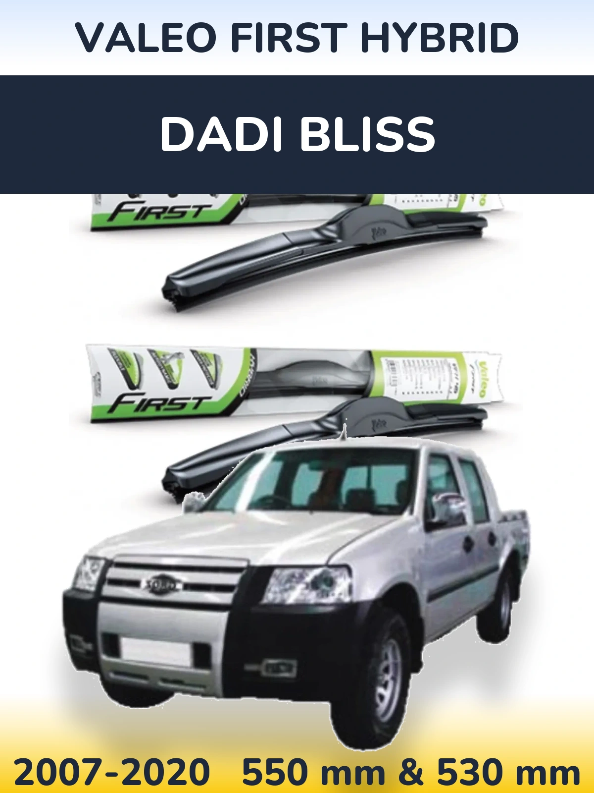 Front wiper blade set Valeo First Hybrid 550 & 530 мм for Dadi Bliss 2007-2020